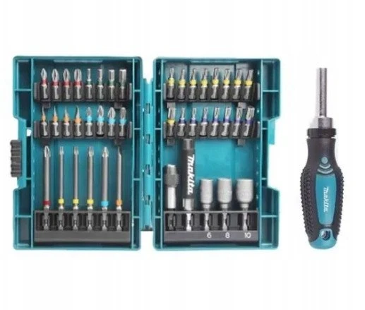 Makita 44 vnt. sukimo antgalių rinkinys su terkšline rankena E-25096