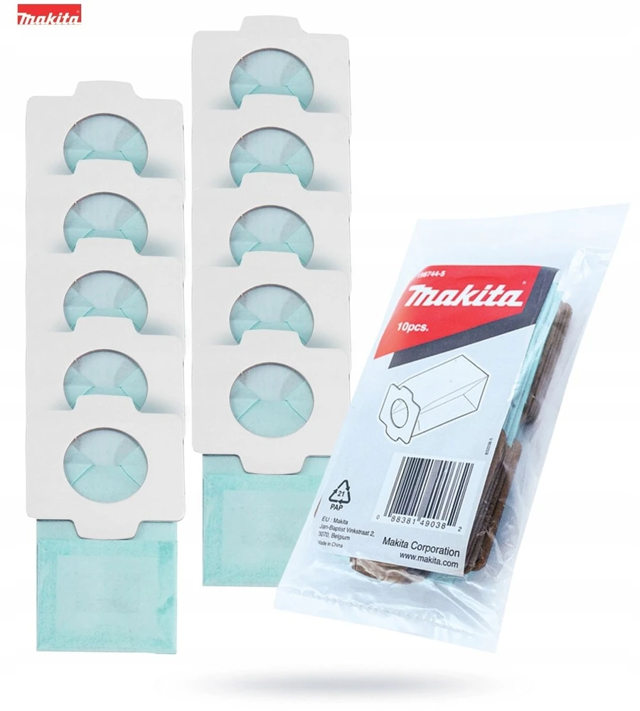 Makita Antibakteriniai popieriniai dulkių maišeliai, 10 vnt, siurbliui CL002G, DCL182, CL114FD, CL121D, DCL184 198744-5
