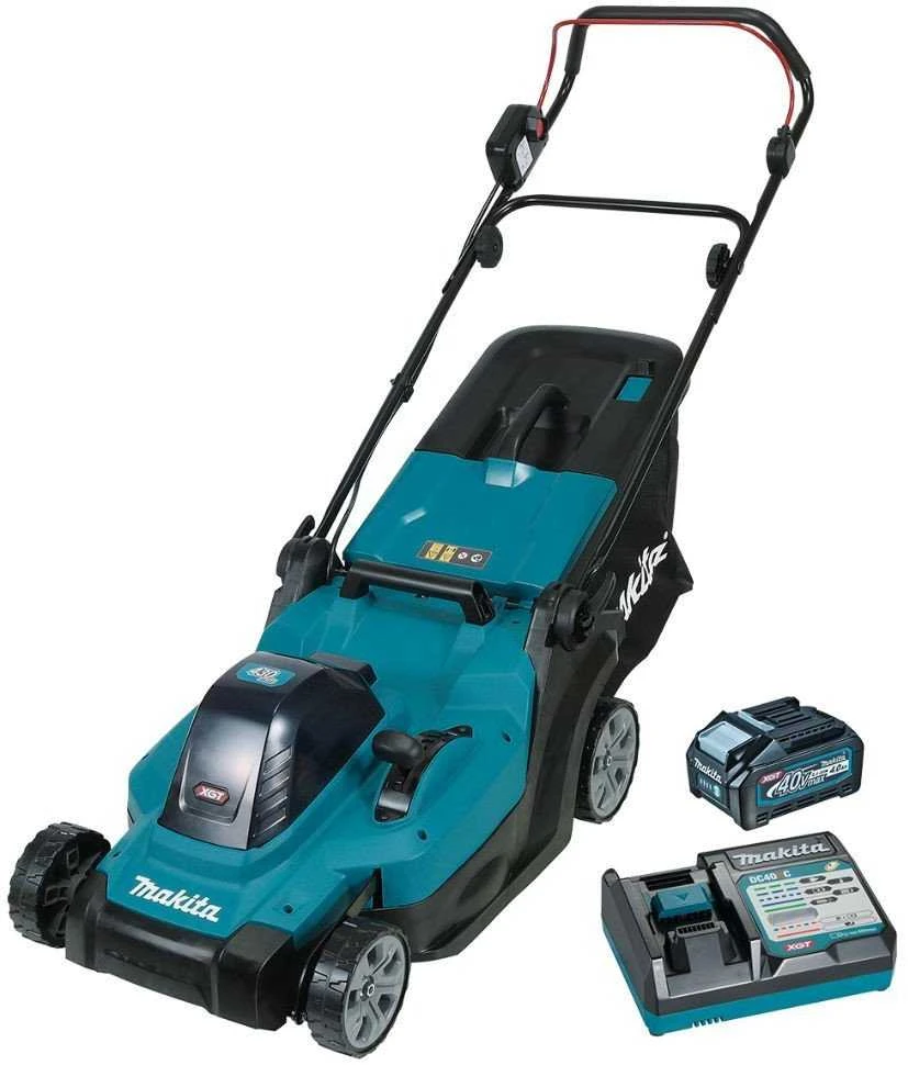 Makita LM004GM103 akumuliatorinė vejapjovė 40Vmax, XGT, 43cm, 1X4,0Ah ličio jonų akumuliatorius DC40RC, 3 viename (pjovimas / surinkimas / mulčiavimas), plastikinis korpusas