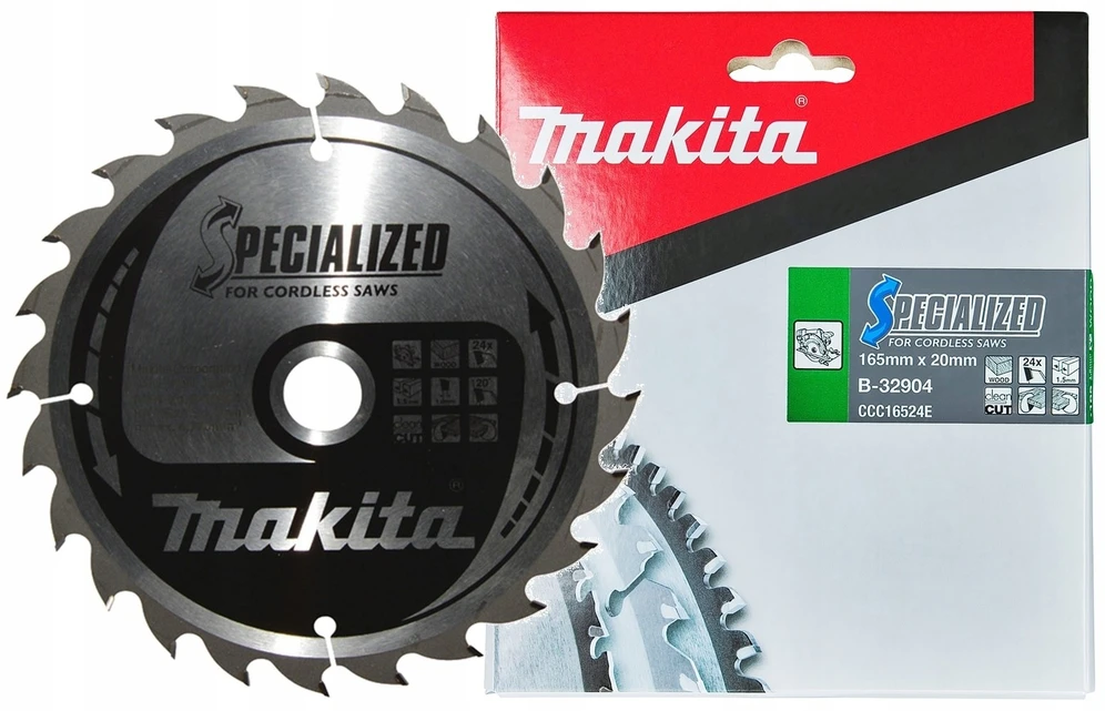 Makita B-32904 T.C.T. pjūklas 165X1.5X20mm 20° T24 SPECIALIZED akum. diskiniams pjūklams