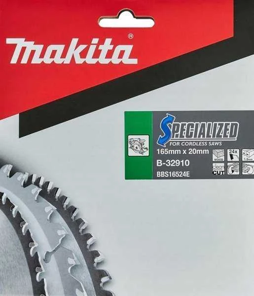 Makita T.C.T. pjovimo diskas B-32910 T.C.T • 165 x20 mm • T24 • 20° • Medienai