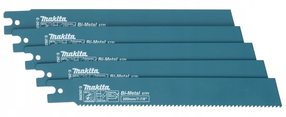 MAKITA PJŪKLELIS SLUOKSNINIAMS PJŪKLAMS BIM 200×1,6mm 8 TPI METALUI, KETUI, NERŪDIJANČIAM PLIENUI /5vnt.