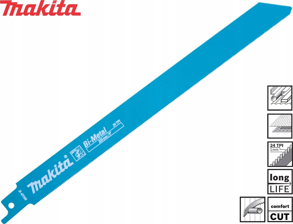 Makita Tiesinio pjūklo pjūkleliai BIM 225x0,9 (24tpi), 5Vnt., Metalui B-43169