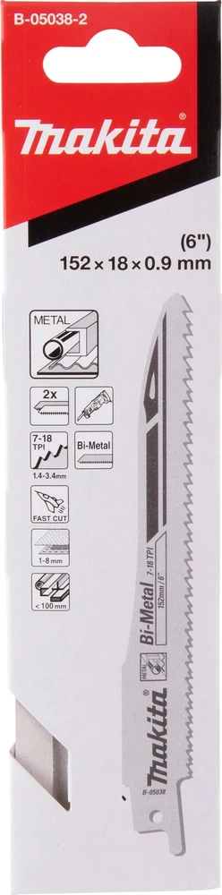 Makita SUPER EXPRESS Tiesinio pjūklo pjūkleliai BIM 152x0,9mm 7-18Tpi, 2Vnt. B-05038-2