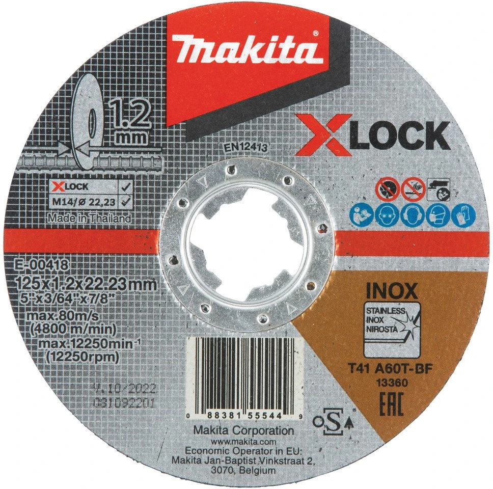 Makita Pjovimo diskas 125X1,2MM, X-LOCK (A60T), INOX E-00418