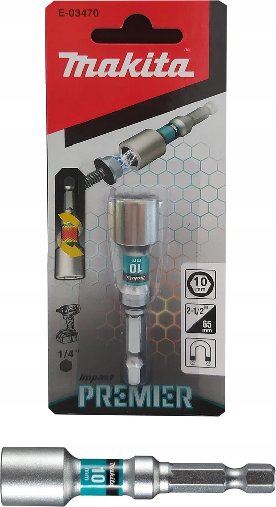 Makita Makita E-03470, Šešiakampis kotas, 25,4 / 4 mm (1 / 4''), Šešiakampis kotas, 1 vnt., 65 mm, 60 mm