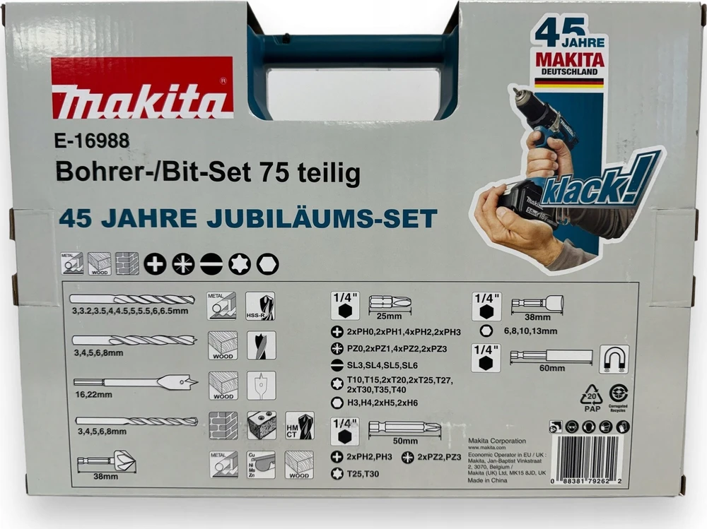 Grąžtas Makita E-16988 Grąžtų rinkinys 75 vnt.