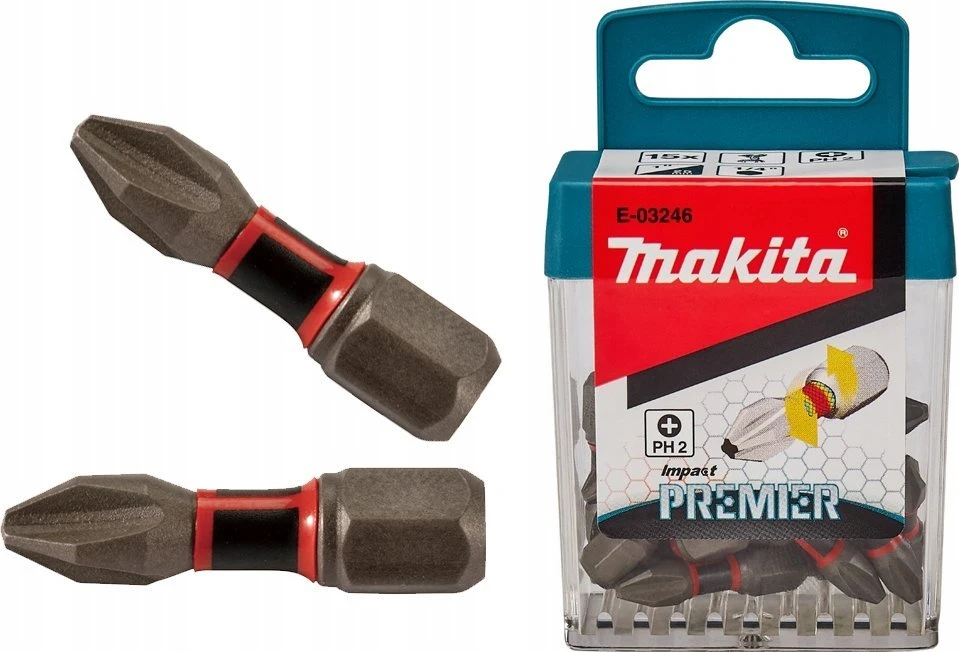 Makita Torsion sukimo antgalis (C-form), PH2-25mm, 15vnt. Impact Premier E-03246 PH2 • 25 mm • 1/4" • 15 Vnt