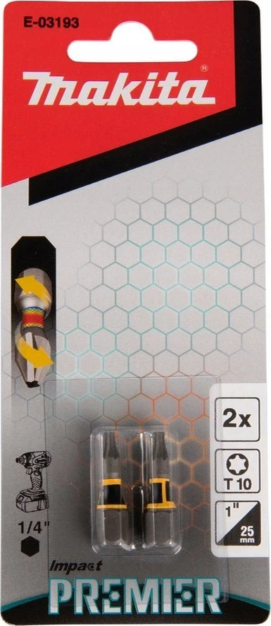 Makita Torsion sukimo antgalis (C-form), T10-25mm, 2vnt. Impact Premier E-03193 T10 • 25 mm • 1/4" • 2vnt