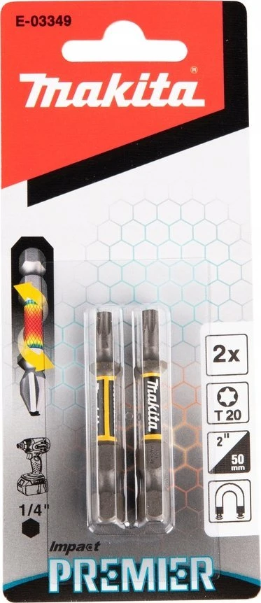 Makita Torsion sukimo antgalis (E-form), T20-50mm, 2vnt. Impact Premier E-03349 T20 • 50 mm • 1/4" • 2 vnt