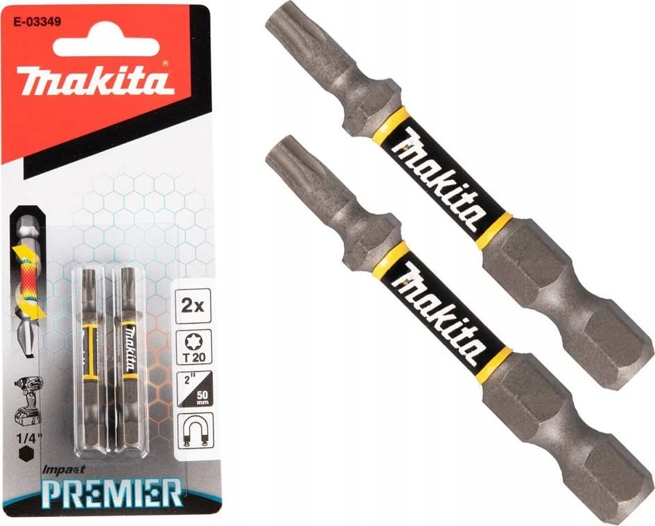 Makita Torsion sukimo antgalis (E-form), T20-50mm, 2vnt. Impact Premier E-03349 T20 • 50 mm • 1/4" • 2 vnt