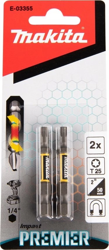 Makita Torsion sukimo antgalis (E-form), T25-50mm, 2vnt. Impact Premier E-03355 T25 • 50 mm • 1/4" • 2 vnt