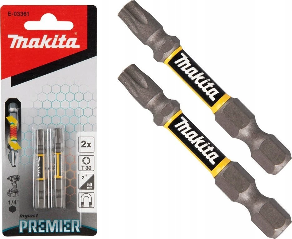 Makita Torsion sukimo antgalis (E-form), T30-50mm, 2vnt. Impact Premier E-03361 T30 • 50 mm • 1/4" • 2 vnt