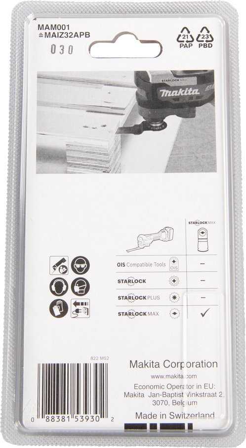 Makita Įgilinamieji pjovimo diskai 32mm B-66400 Starlock Max • 20 TPI • BiM • MAM001 • medžiui, metalui