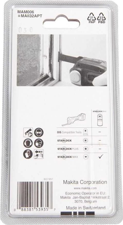 Makita Įgilinamieji pjovimo diskai 32mm B-66450 Starlock Max • 20 TPI • TC / HM • MAM006 • Įvairioms medžiagoms