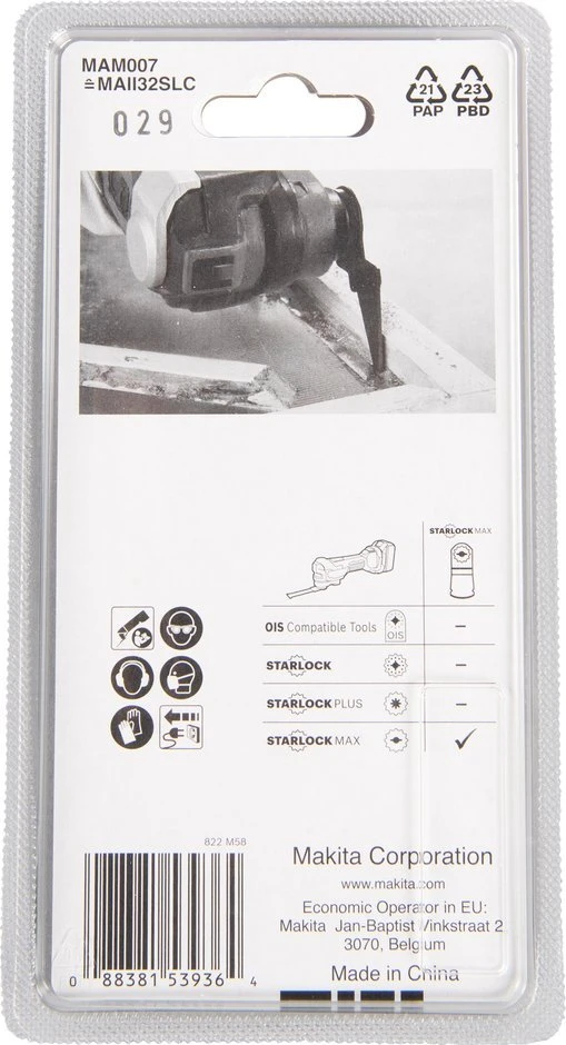 Makita MULTITOOL smailus priedas 32mm B-66466 Starlock Max • HCS • MAM007 • Multi material