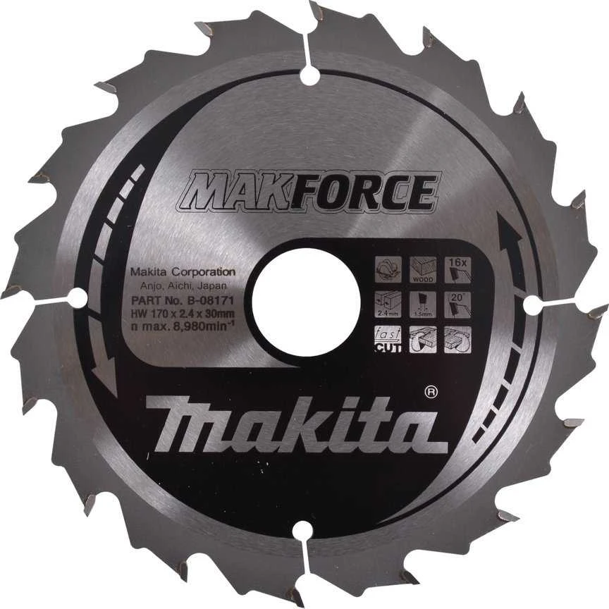 Diskinis pjūklas MAKITA 170x30x16z MAKFORCE WOOD >>>B-32122