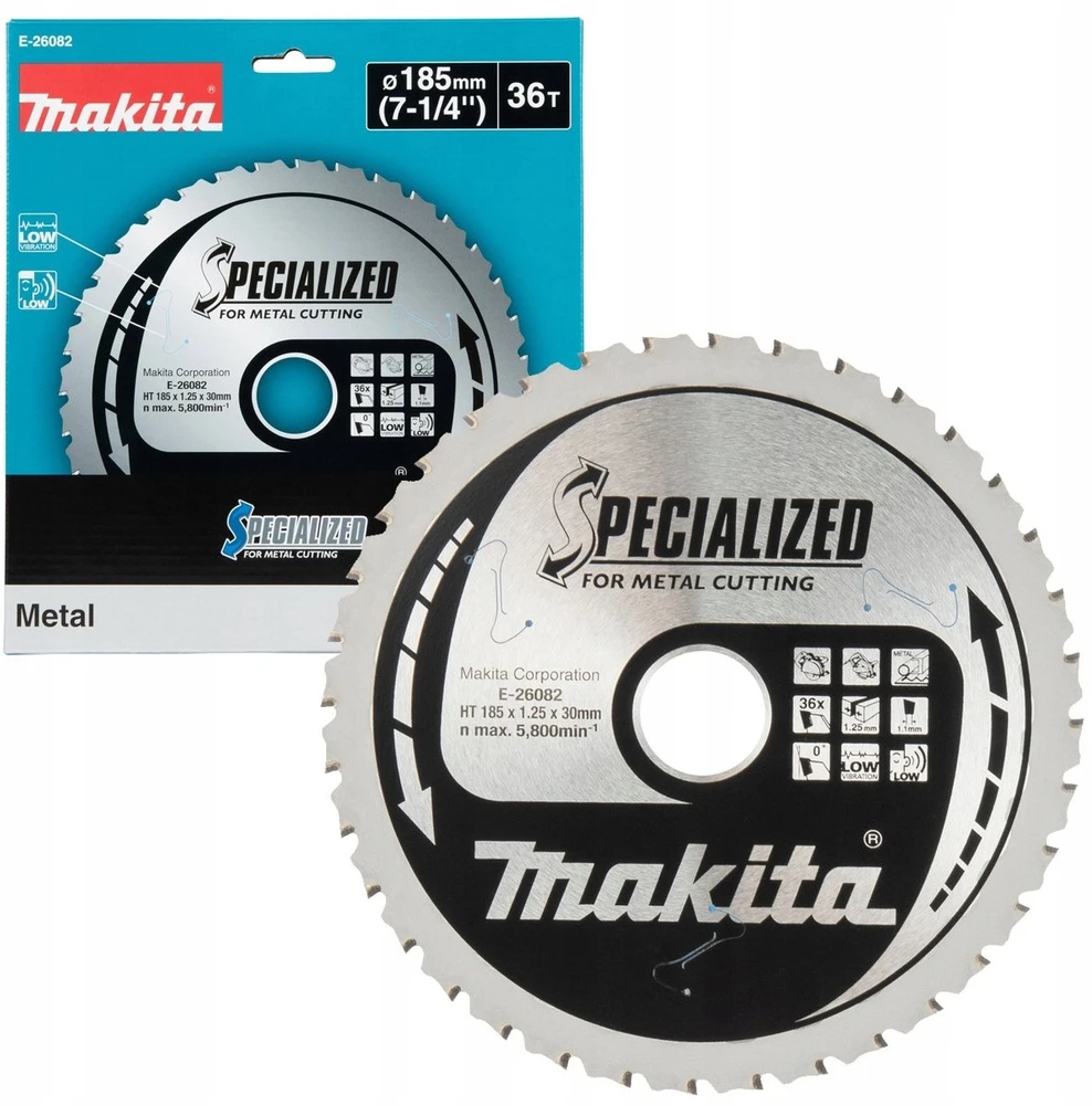 Makita TCT diskinio pjūklo ašmenys storam metalui 185x30x36T, SPECIALIZED E-26082