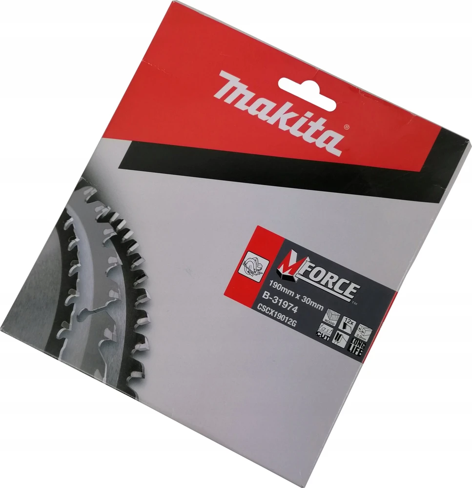 Makita T.C.T. pjūklas M-FORCE 190X2X30mm 15° T12 B-31974 T.C.T • 190 x30 mm • T12 • 15° • Medienai