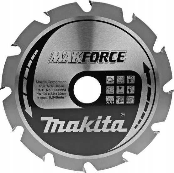 medžio pjovimo diskas, 190/30 mm, 12 dantų, Makforce, Makita [B-32144]