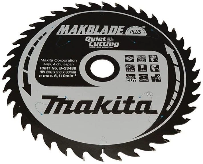 MAKITA DISKINIS PJŪKLAS 250x30x40z MAKBLADE PLUS MEDIENAI