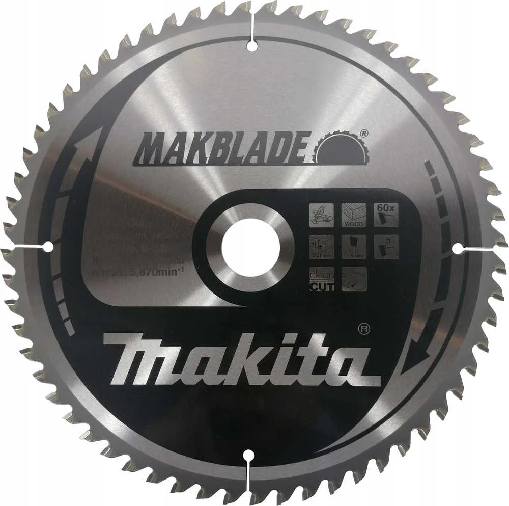 Makita T.C.T. pjūklas MAKBLADE 260X2.3X30mm 5° T60 B-32801 T.C.T • 260 x30 mm • T60 • 5° • Medienai