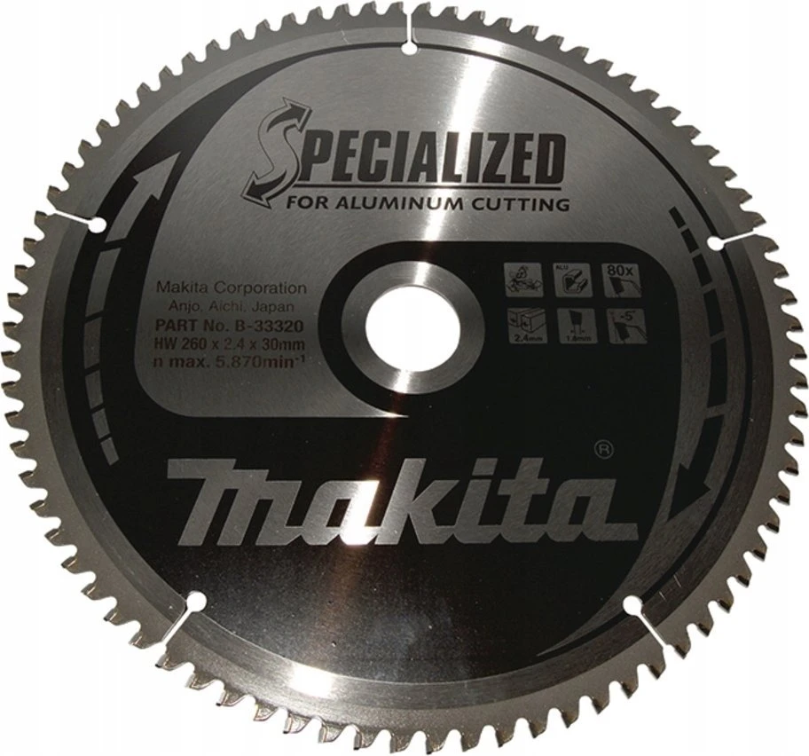 Pjovimo diskas Makita B-33320; 260x30 mm; Z80; -5°