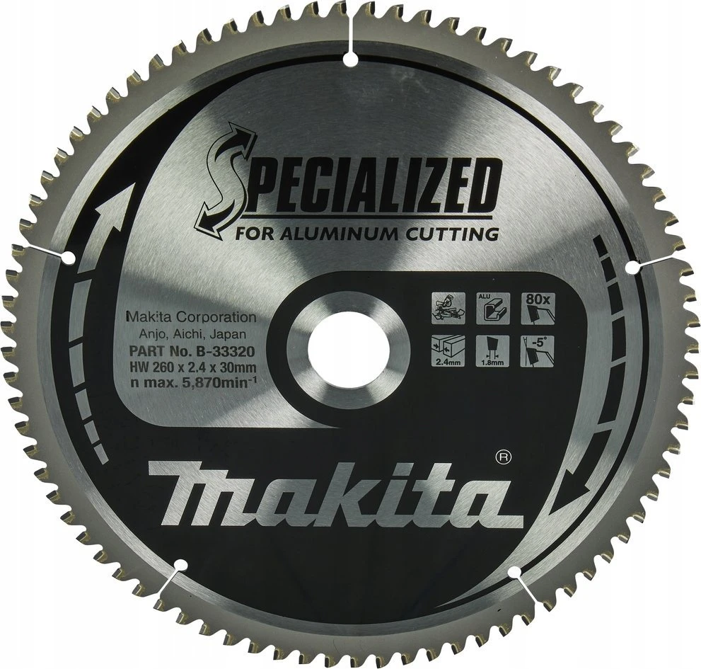 Pjovimo diskas Makita B-33320; 260x30 mm; Z80; -5°