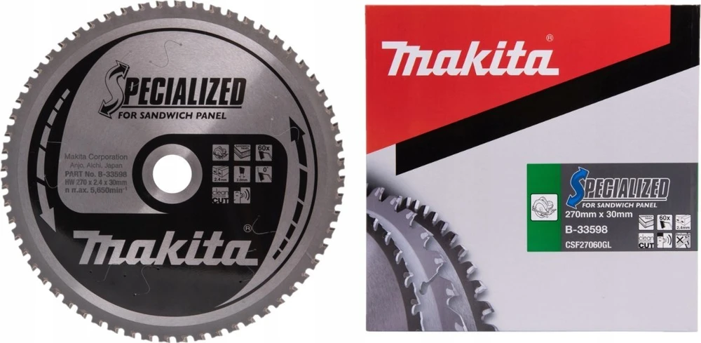 MAKITA diskinis pjūklas 270x30x60z SPECIALIZUOTOS SANDWICH PLOKŠTĖS