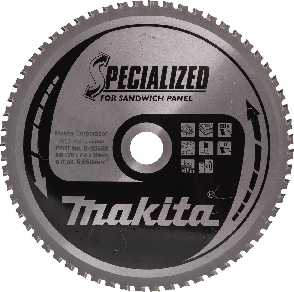 MAKITA diskinis pjūklas 270x30x60z SPECIALIZUOTOS SANDWICH PLOKŠTĖS