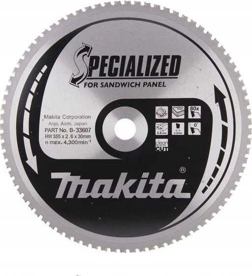 Makita B-33607 T.C.T. pjūklas 355X2.6X30mm 0° T80 SPECIALIZED daugiasluoknėms plokštėms