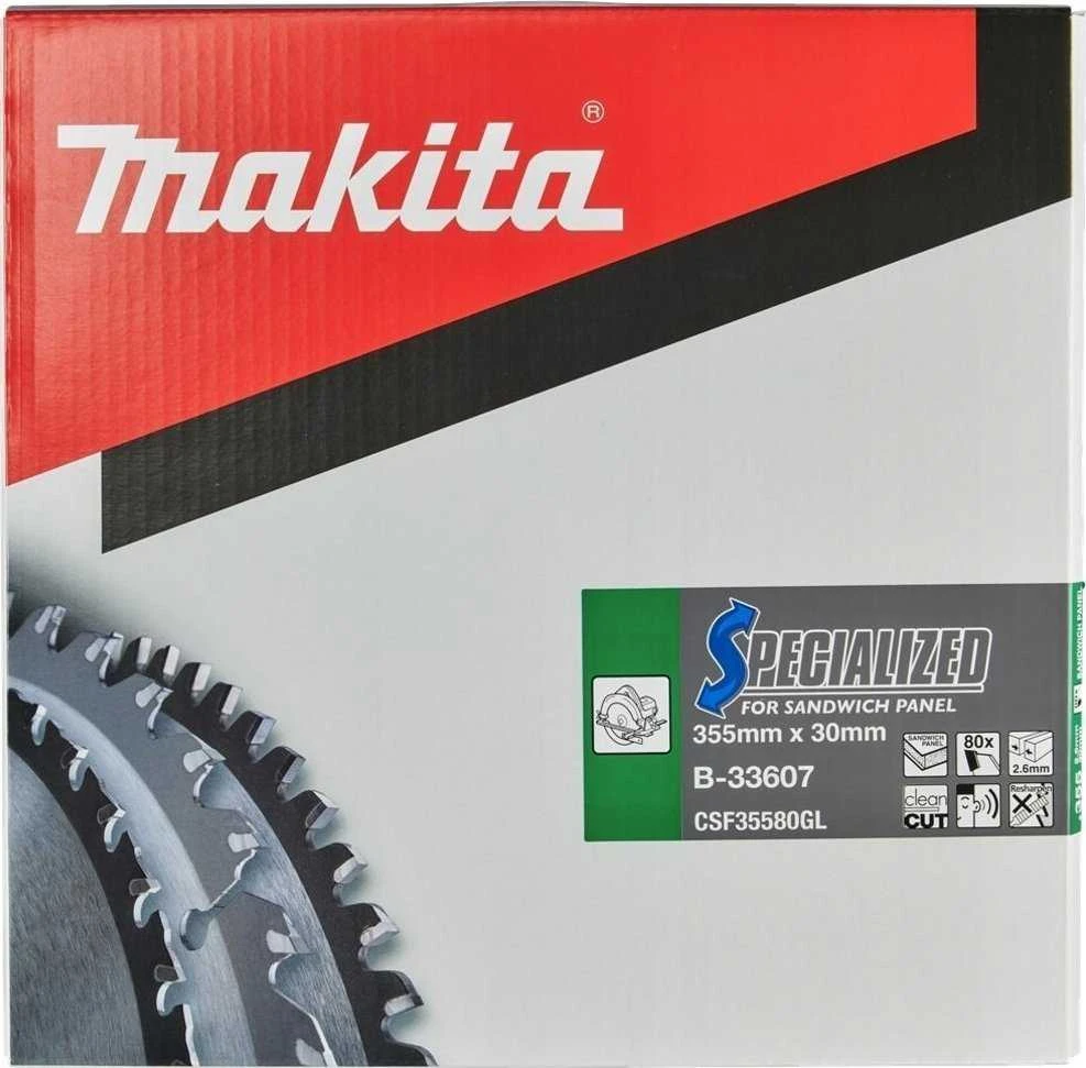 Makita B-33607 T.C.T. pjūklas 355X2.6X30mm 0° T80 SPECIALIZED daugiasluoknėms plokštėms