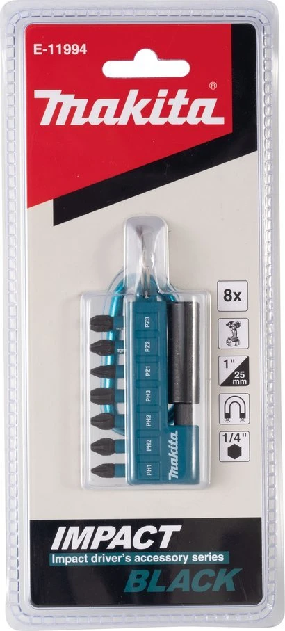 Makita Sukimo antgalis , 8vnt. IMPACT Juodas E-11994