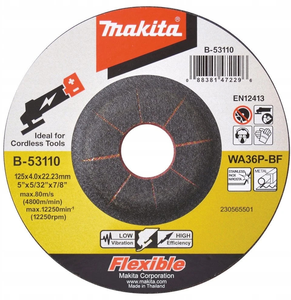 MAKITA LAMELINIS ŠLIFAVIMO DISKAS SI CARBID 125×22,23mm P 60 AKMENIUI, KERAMIKAI, PLASTIKUI