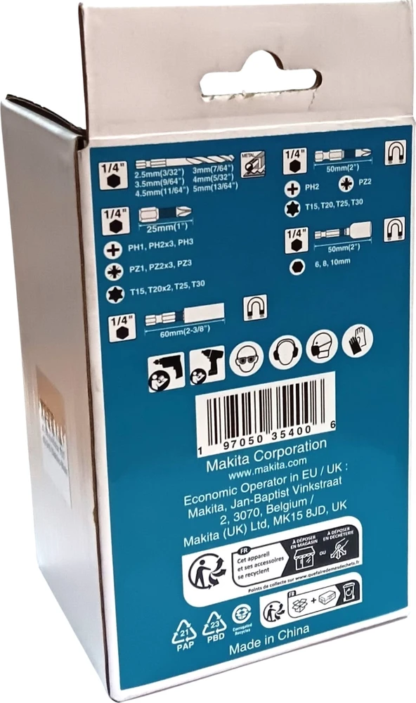 Makita IMPACT Juodas sukimo antgaliai XGT akumuliatoriaus formos dėkle E-22850