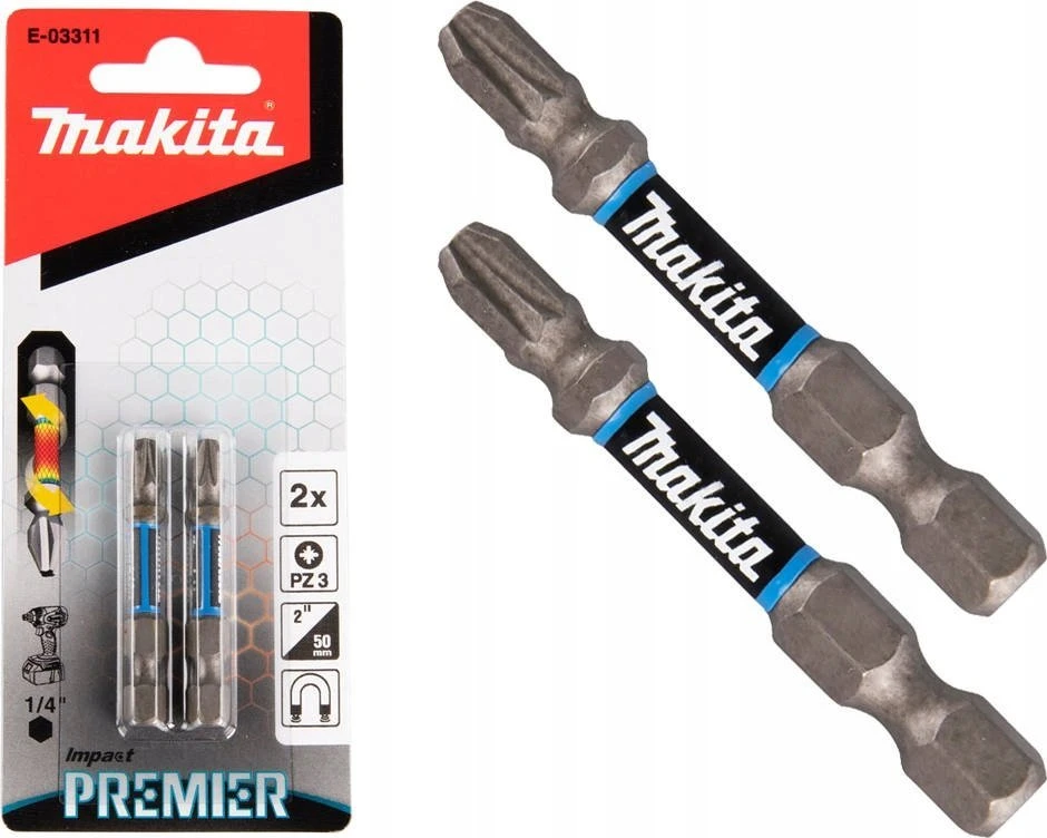 Makita Torsion sukimo antgalis (E-form), PZ3-50mm, 2vnt. Impact Premier E-03311 PZ3 • 50 mm • 1/4" • 2 vnt