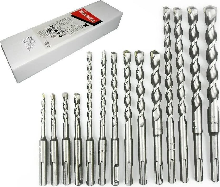 Grąžtas 14 dalių grąžtų rinkinys Makita D-71956; SDS-Plus
