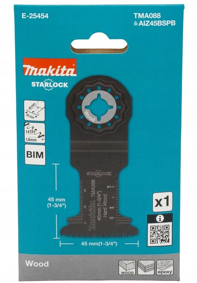 Makita STAROCK įgilinamojo pjovimo ašmenys 45x45mm E-25454 Starlock • 14 TPI • BiM • TMA088 • medienai