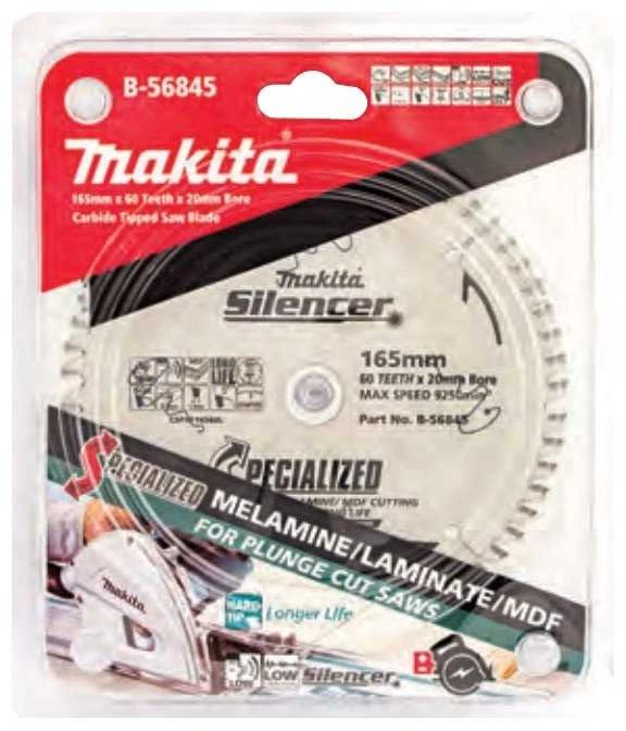 Makita T.C.T. pjūklas SPECIALIZED 165X2X20mm 5° T60 B-56792 T.C.T • 165 x20 mm • T60 • 5° • MDF/laminatui