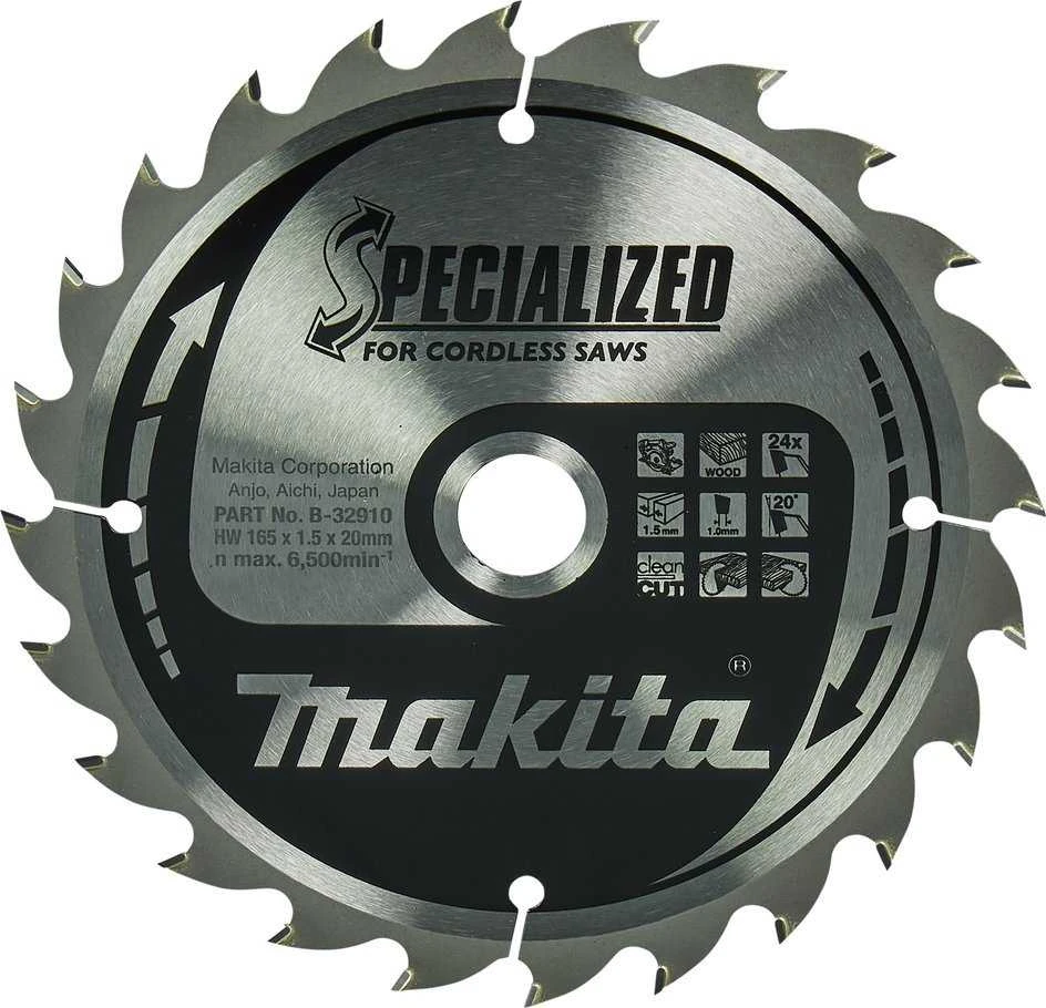 Makita T.C.T. pjovimo diskas B-32910 T.C.T • 165 x20 mm • T24 • 20° • Medienai