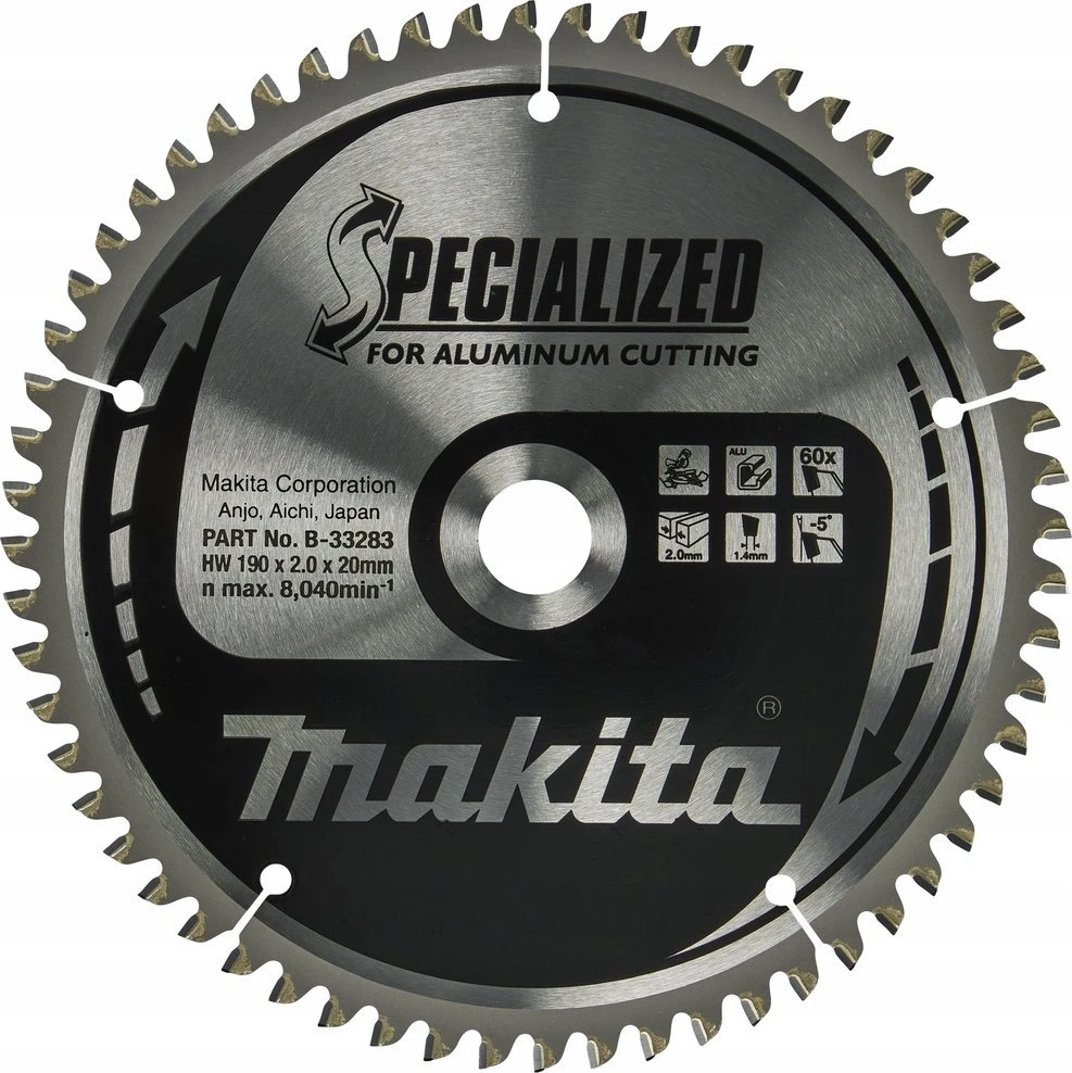 MAKITA DISKINIS PJŪKLAS 190x20x60z SPECIALIZED ALIUMINIUI