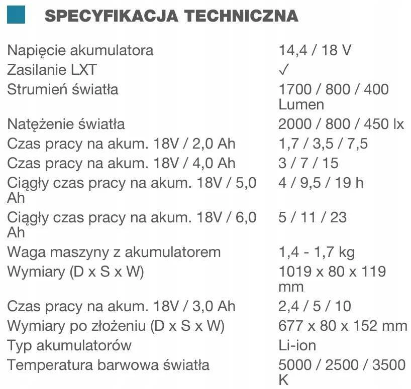 Makita Akumuliatorinis juostinis šviestuvas LXT® DML818 14,4V / 18V • 5000 K •1700 lm