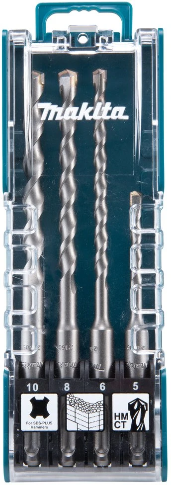 Grąžtas Makita SDS-PLUS Grąžtų Komplektas (5 x 110 mm, 6 x 160 mm, 8 x 160 mm, 10 x 160 mm) D-74136