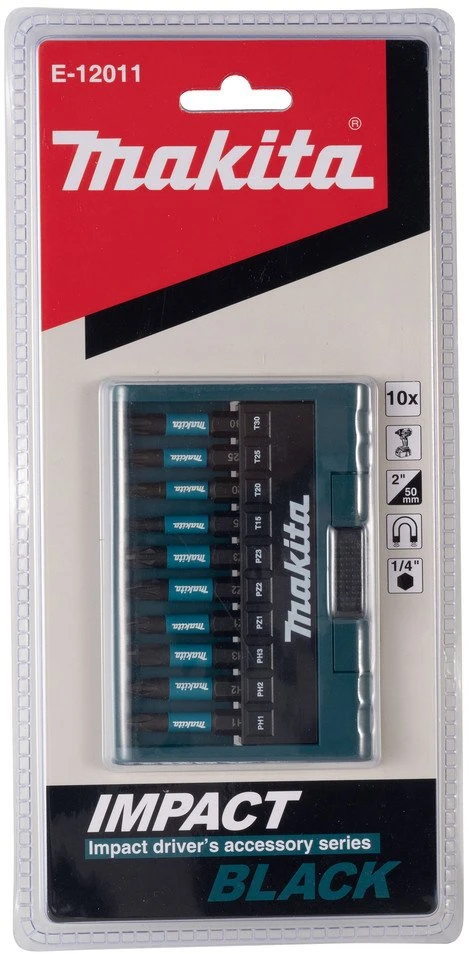 Makita Sukimo antgalis , 10vnt. IMPACT Juodas E-12011