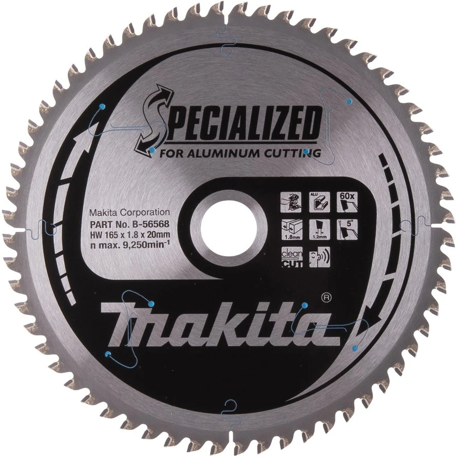 Makita B-56552 T.C.T. pjūklas 165X1.8X20mm 5° T60 SPECIALIZED aliuminio pjovimui