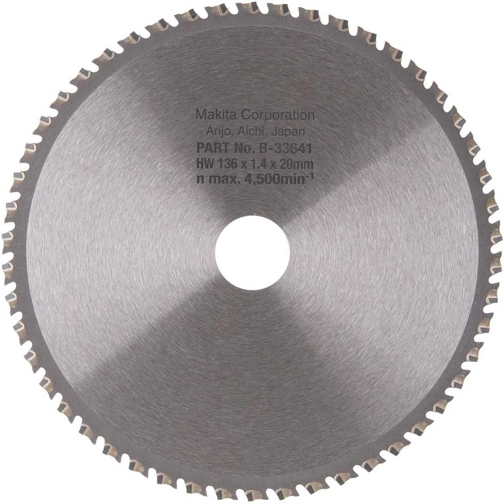 Makita T.C.T. pjūklas SPECIALIZED 136X1.4X20mm -15° T50 B-33641 T.C.T • 136 x20 mm • T50 • -15° • Metalui