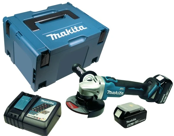 Makita DGA506RTJ Akumuliatorinis kampinis šlifuoklis, 18 V, ø125mm, 2X5,0Ah, 8500 min-1, MAKPACK
