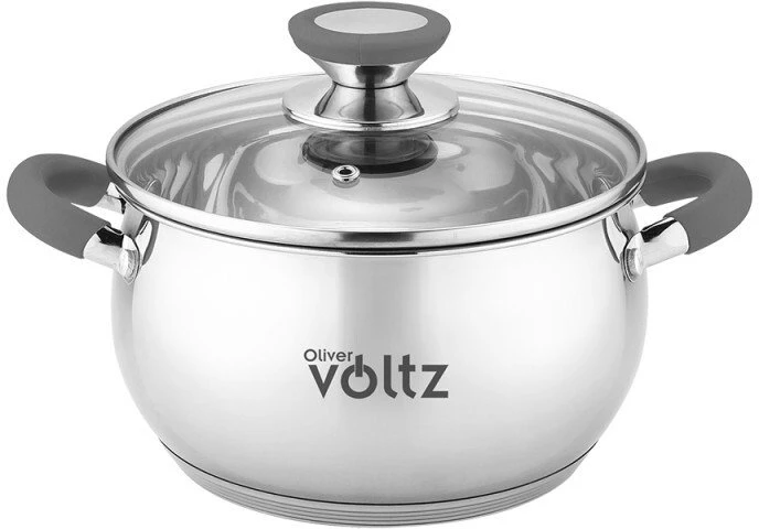 Oliver Voltz Puodas Voltz OV51210N20, 20 cm./3,5 l, pilkos rankenos, nerūdijantis plienas