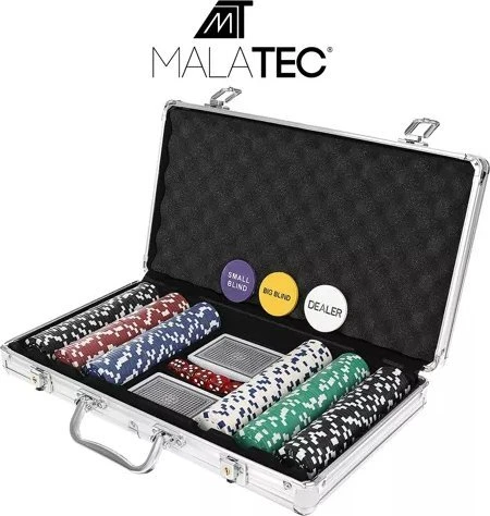 Pokerio žetonų rinkinys lagaminėlyje Malatec, 300 žetonų.