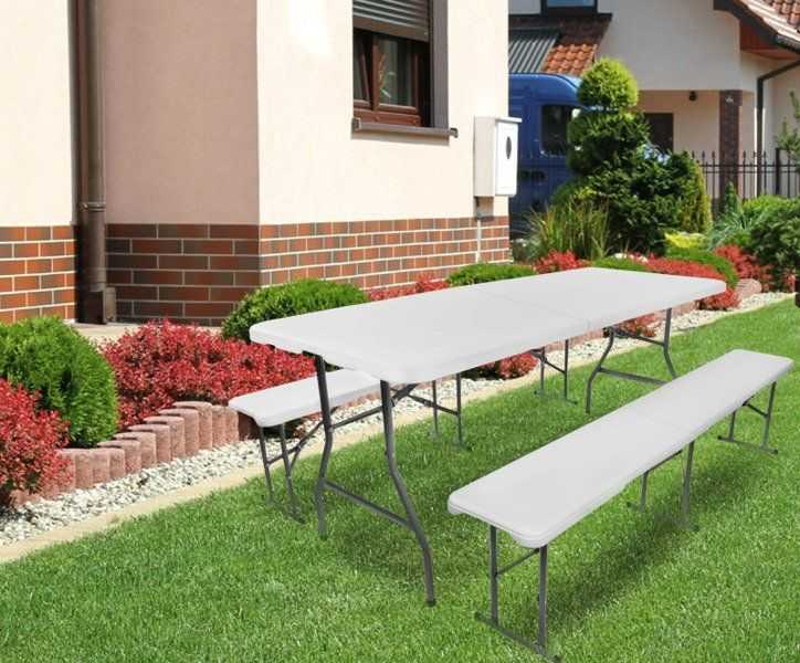 Gardlov Sulankstomas sodo stalas 180cm + 2 suolai